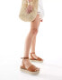 Truffle Collection wide fit flatform espadrille in tan