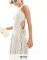 4th & Reckless Petite exclusive one shoulder dropped hem cut out maxi dress in cream