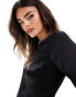 ASOS DESIGN satin mini dress with angel sleeves in black