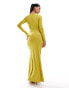 Фото #2 товара ASOS DESIGN long sleeve knot detail maxi dress in lime green