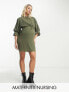 Фото #1 товара ASOS DESIGN Maternity nursing drawstring waist mini dress in khaki