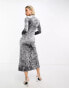 Фото #3 товара & Other Stories velvet midaxi column dress with drape detail in dark grey