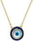 Фото #1 товара Macy's cubic Zirconia & Enamel Evil Eye Halo Pendant Necklace in 14k Gold-Plated Sterling Silver, 16" + 1" extender