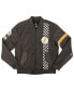 ფოტო #2 პროდუქტის Men's Black Flash Checkered Full-Zip Bomber Jacket
