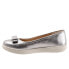 Trotters Avery T2202-044 Womens Silver Narrow Leather Ballet Flats Shoes
