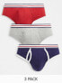 ASOS DESIGN 3 pack briefs with striped waistband