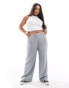 COLLUSION Plus relaxed wide leg trousers in linen stripe