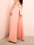 ASOS LUXE tailored wide leg trouser in peach