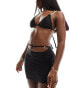 Фото #4 товара Simmi chunky gold chain strap triangle bikini top co-ord in black