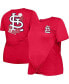 ფოტო #2 პროდუქტის Women's Red St. Louis Cardinals Plus Size Two-Hit Front Knot T-shirt