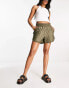 AllSaints Queti quilted shorts in khaki