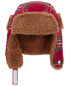 Kid Plaid Fuzzy Trapper Hat 8-14