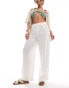 Фото #1 товара ONLY linen mix wide leg trouser in white