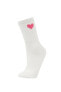 Kadın Nakış 3'lü Pamuklu Uzun Çorap B6099axns