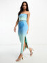 Фото #4 товара The Frolic ombre knitted maxi skirt co-ord in blue