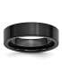 Black Ceramic Flat Brushed Wedding Band Ring