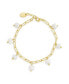 ფოტო #1 პროდუქტის Women's Dangling Pearl Linked Gold Plated Bracelet