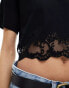 Фото #6 товара Miss Selfridge boxy short sleeve crop top with lace hem in black