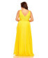 ფოტო #2 პროდუქტის Women's Plus Size Chiffon Pleated V-Neck Ruffle Gown