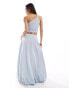 Фото #5 товара ASOS DESIGN bubble hem co-ord maxi skirt in blue stripe