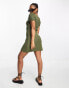 Фото #2 товара ASOS DESIGN crochet mini dress with square neck in khaki