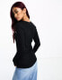 Фото #2 товара Vero Moda long sleeve ribbed t-shirt in black