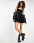 Фото #4 товара Reclaimed Vintage mini velvet corset dress in black with lace up detail