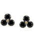 ფოტო #3 პროდუქტის Onyx Trillium Flower Stud Earrings in 14k Gold