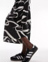 Topshop Tall mono print bias midi skirt in mono