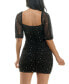 Juniors' Mesh Imitation Pearl and Stone Ruched Bodycon Dress