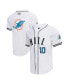 Men's Tyreek Hill White Miami Dolphins Mesh Baseball Button-Up T-shirt