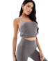 ASOS 4505 Icon seamless rib yoga vest with inner bra in steel grey Серый, XS - EU 32-34 - фото #1