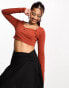 Nike Dance long sleeve crop top in rugged orange