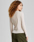 ფოტო #2 პროდუქტის Women's Funnel-Neck Sheer Long-Sleeve Knit Top, Created for Macy's