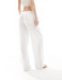 Фото #5 товара ASOS DESIGN Tall wide leg pull on trouser with linen in white