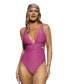 ფოტო #1 პროდუქტის Women's s X JoJo Fuchsia Plunging Cutout One-Piece Swimsuit