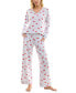 ფოტო #1 პროდუქტის Women's 2-Pc. Printed Butter Knit Pajamas Set