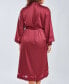 ფოტო #2 პროდუქტის Plus Size Silky Long Robe with Lace Trims