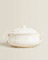 Earthenware tureen with raised-design edge