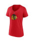 ფოტო #4 პროდუქტის Women's Connor Bedard Red Chicago Blackhawks 2023 NHL Draft Authentic Stack Player Name and Number V-Neck T-shirt