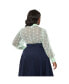 ფოტო #2 პროდუქტის Plus Size Sheer Long Sleeve Neck Tie Gwen Blouse