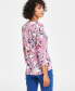 ფოტო #2 პროდუქტის Women's Floral Moss Crepe 3/4-Sleeve Top