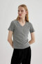 Kadın T-shirt I1080az/gr370 Grey Melange