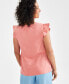Фото #2 товара Women's Mixed-Media Lace-Trimmed Top, Created for Macy's