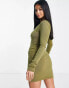 Фото #2 товара I Saw It First Petite knitted asymmetric cut out mini dress in olive