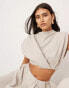 ASOS EDITION jersey twist detail crop top with elastic hem co-ord in pale grey Серый, 40 - фото #1