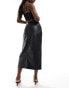 Фото #3 товара Forever New leather look midi skirt in black