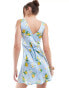 ASOS DESIGN satin v neck mini slip dress with underbust tie detail in lemon print Zitronenmuster, 40 - фото #4