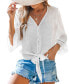 Фото #1 товара Women's Flared Sleeve and Tied-Waist Cover-Up Top