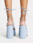 Фото #4 товара Daisy Street platform heeled sandals in baby blue